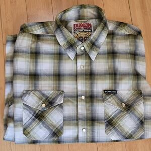 DIXXON Men's Yellow and Black Plaid Shirt